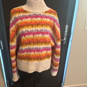 Zara Vibrant Striped Turtleneck Sweater